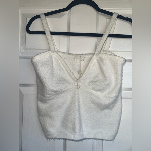 White Fuzzy Crop Top - Picture 1 of 4